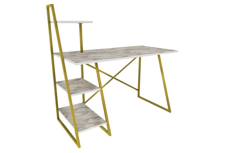 Andifli Skrivebord 60x120x120 cm med oppbevaring - Hvit - Møbler - Bord - Kontorbord - Skrivebord