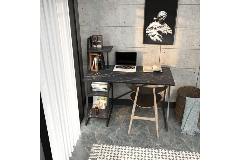 Andifli Skrivebord 60x120x120 cm med oppbevaring - Svart - Møbler - Bord - Kontorbord - Skrivebord