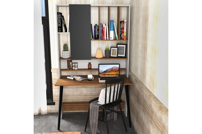Andifli Skrivebord 60x196,6x120 cm med oppbevaring - Hvit - Møbler - Bord - Kontorbord - Skrivebord