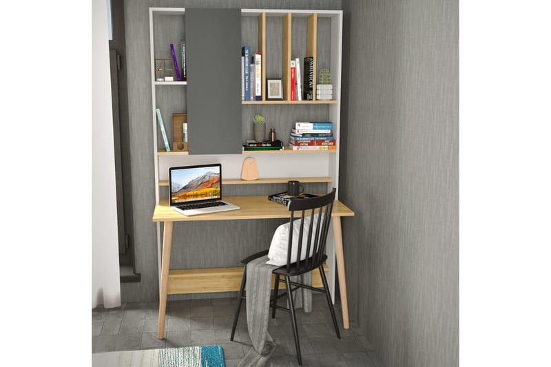 Andifli Skrivebord 60x196,6x120 cm med oppbevaring - Hvit - Møbler - Bord - Kontorbord - Skrivebord