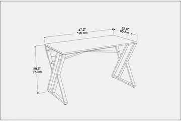 Andifli Skrivebord 60x75x120 cm - Hvit - Møbler - Bord - Kontorbord - Skrivebord