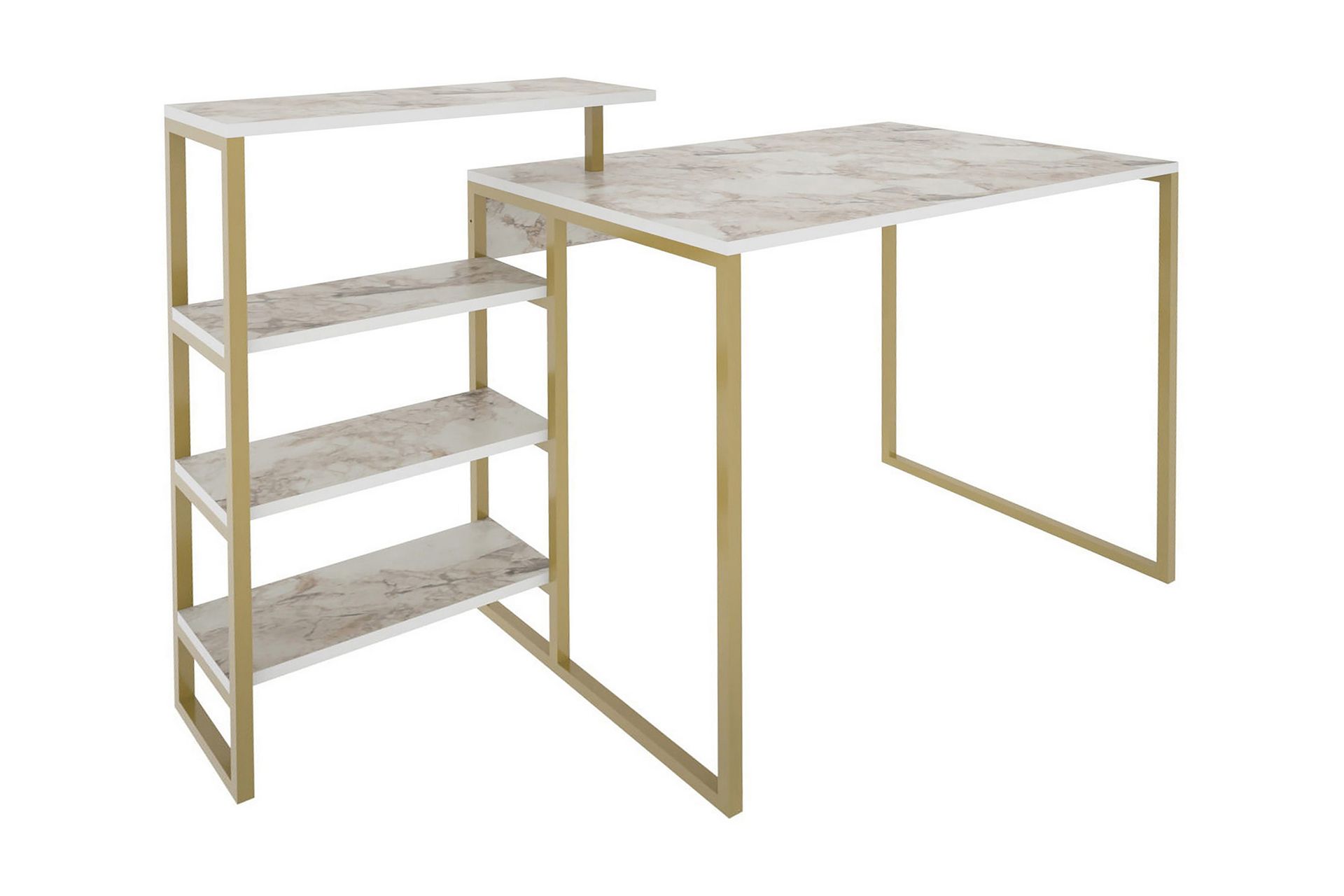 Andifli Skrivebord 60x76,8x133 cm med oppbevaring - Gull - Møbler - Bord - Kontorbord - Skrivebord