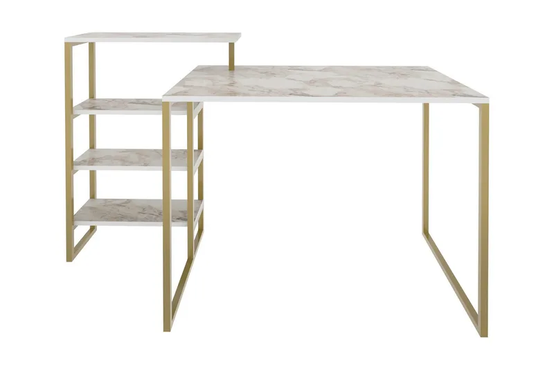 Andifli Skrivebord 60x76,8x133 cm med oppbevaring, Gull