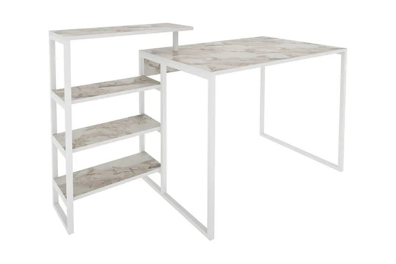 Andifli Skrivebord 60x76,8x133 cm med oppbevaring - Hvit - Møbler - Bord - Kontorbord - Skrivebord