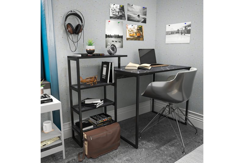 Andifli Skrivebord 60x76,8x133 cm med oppbevaring - Svart - Skrivebord