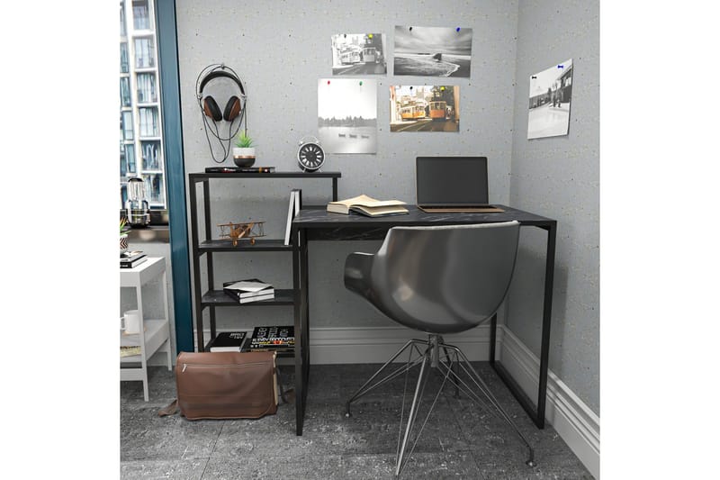Andifli Skrivebord 60x76,8x133 cm med oppbevaring - Svart - Møbler - Bord - Kontorbord - Skrivebord