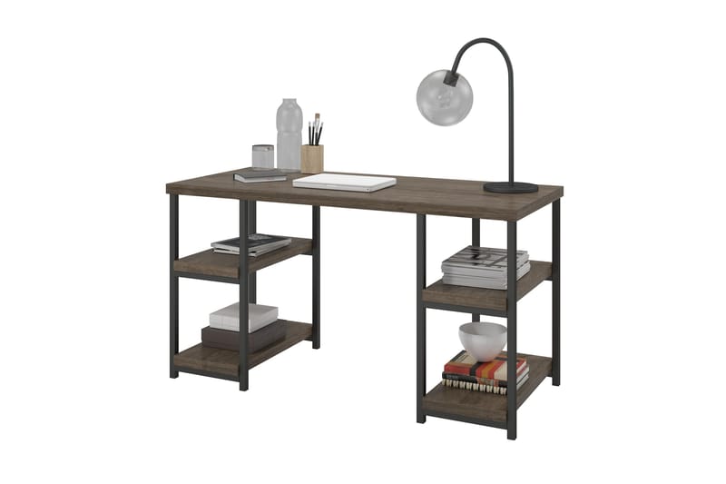 Ashlar Skrivebord 137 cm med Oppbevaring 4 Hyller Brun/Svart - Dorel Home - Møbler - Bord - Kontorbord - Skrivebord