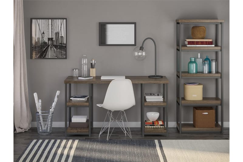 Ashlar Skrivebord 137 cm med Oppbevaring 4 Hyller Brun/Svart - Dorel Home - Møbler - Bord - Kontorbord - Skrivebord