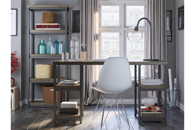 Ashlar Skrivebord 137 cm med Oppbevaring 4 Hyller Brun/Svart - Dorel Home - Møbler - Bord - Kontorbord - Skrivebord