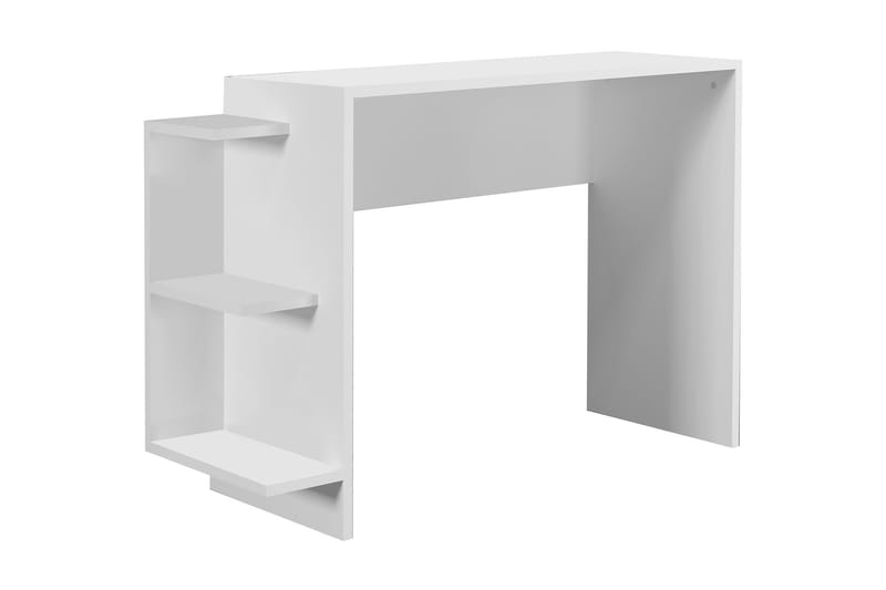 Asillane Skrivebord 104 cm med Oppbevaring Sidehyller - Hvit - Skrivebord