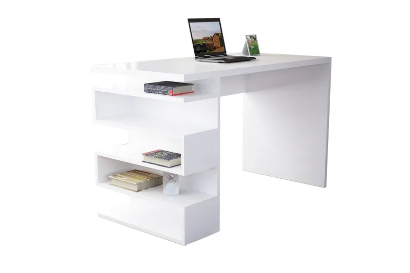 Asillane Skrivebord 120 cm med Sideoppbevaring - Hvit - Møbler - Bord - Kontorbord - Skrivebord