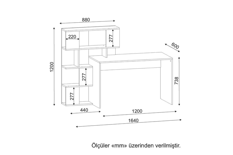 Asillo Skrivebord 164 cm med Oppbevaring - Hvit/Valnøttsbrun - Skrivebord