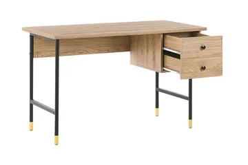 Assaria Skrivebord 120 cm med Oppbevaring 2 Skuffer - Lyst Tre - Møbler - Bord - Kontorbord - Skrivebord