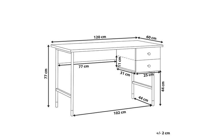 Assaria Skrivebord 120 cm med Oppbevaring 2 Skuffer - Lyst Tre - Skrivebord
