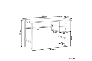 Assaria Skrivebord 120 cm med Oppbevaring 2 Skuffer - Lyst Tre - Møbler - Bord - Kontorbord - Skrivebord