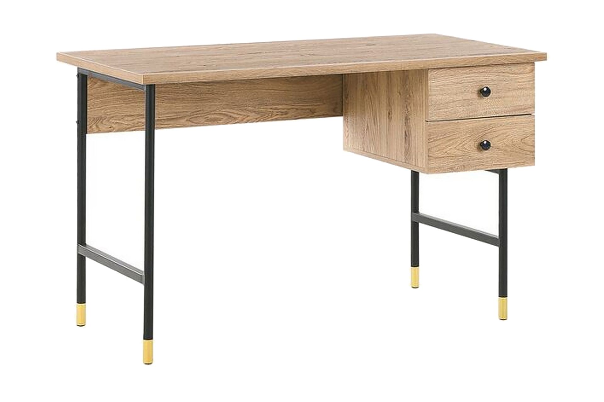Assaria Skrivebord 120 cm med Oppbevaring 2 Skuffer - Lyst Tre