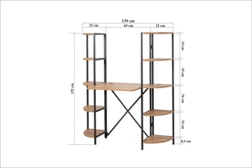 Aura Skrivebord 139 cm - Brun/Svart - Møbler - Bord - Kontorbord - Skrivebord