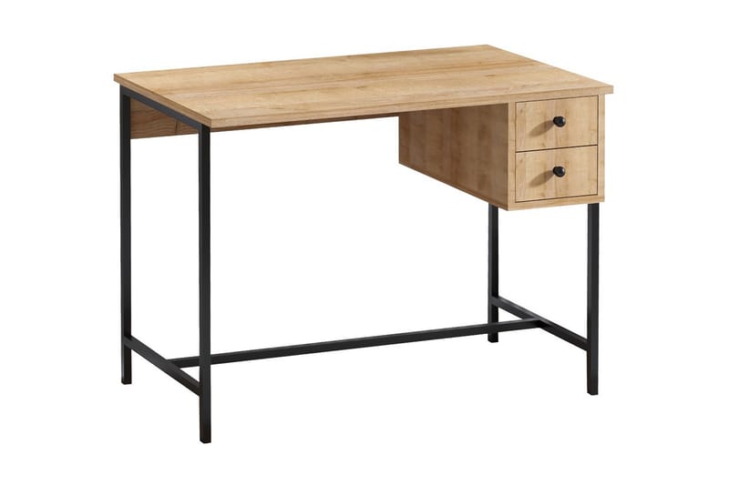 Avelsbol Skrivebord 100 cm med Oppbevaring 2 Skuffer - Natur/Svart - Møbler - Bord - Kontorbord - Skrivebord