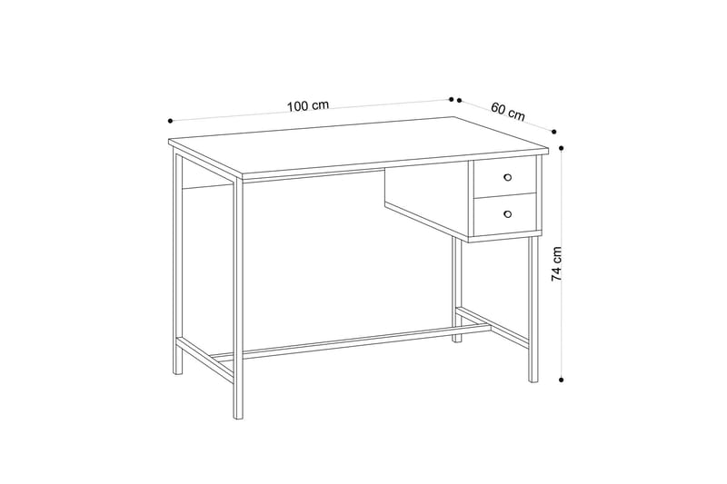 Avelsbol Skrivebord 100 cm med Oppbevaring 2 Skuffer - Natur/Svart - Møbler - Bord - Kontorbord - Skrivebord