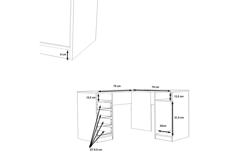 Baacwood skrivebord 125 cm - Hvit - Møbler - Bord - Kontorbord - Skrivebord