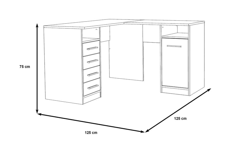 Baacwood skrivebord 125 cm - Hvit - Møbler - Bord - Kontorbord - Skrivebord