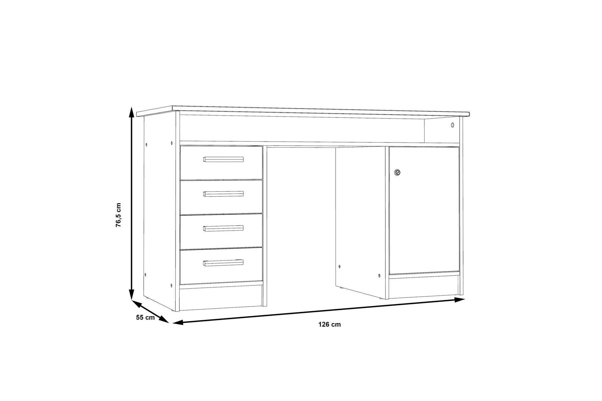 Baacwood Skrivebord 126 cm - Hvit - Møbler - Bord - Kontorbord - Skrivebord
