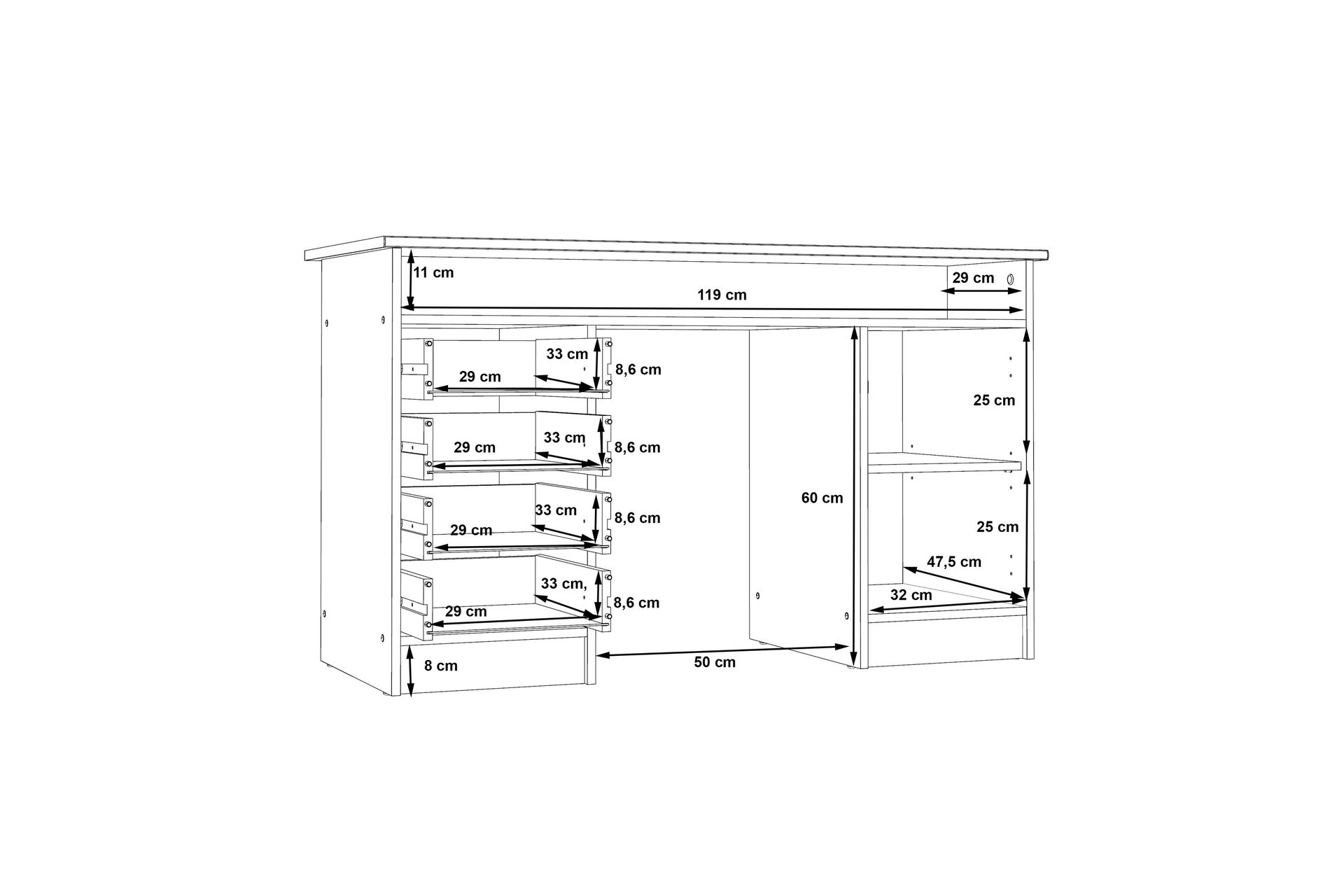 Baacwood Skrivebord 126 cm - Hvit - Møbler - Bord - Kontorbord - Skrivebord