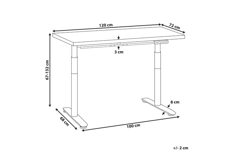 Banner Skrivebord 72x120 cm - Hvit - Møbler - Bord - Kontorbord - Skrivebord - Hev og senkbart skrivebord