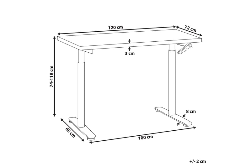 Banner Skrivebord 72x120 cm i Metall med Trebordplate - Svart - Møbler - Bord - Kontorbord - Skrivebord - Hev og senkbart skrivebord