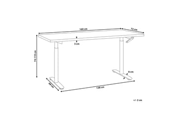 Banner Skrivebord 72x160 cm - Hvit/Svart - Møbler - Bord - Kontorbord - Skrivebord - Hev og senkbart skrivebord