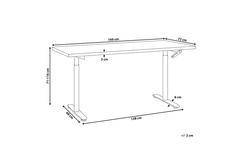 Banner Skrivebord 72x160 cm i Tre med Metallunderstell - Svart - Møbler - Bord - Kontorbord - Skrivebord - Hev og senkbart skrivebord