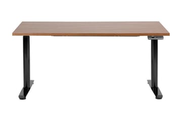 Banner Skrivebord 72x160 cm i Tre med Valnøttutseende - Brun|Svart - Møbler - Bord - Kontorbord - Skrivebord - Hev og senkbart skrivebord