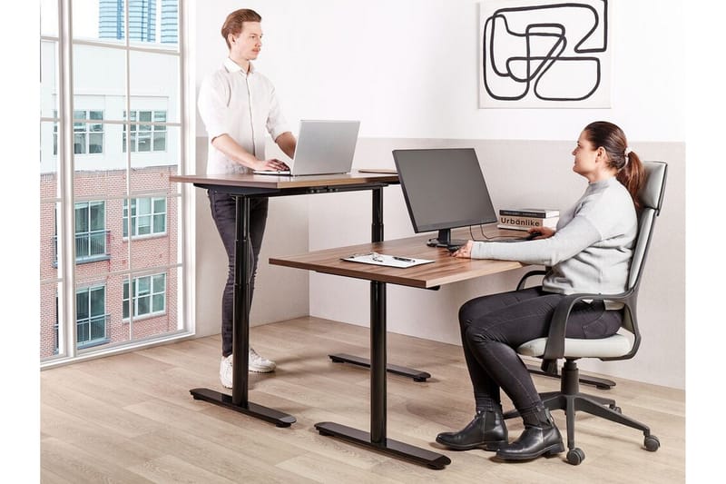 Banner Skrivebord 72x160 cm - Mørkt tre/Svart - Møbler - Bord - Kontorbord - Skrivebord - Hev og senkbart skrivebord