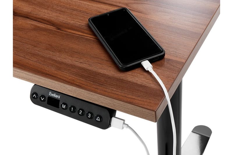 Banner Skrivebord 80x180 cm - Mørkt tre/Svart - Møbler - Bord - Kontorbord - Skrivebord - Hev og senkbart skrivebord