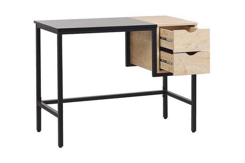 Barrakeh Skrivebord 100 cm med Oppbevaring 2 Skuffer - Svart/Lyst Tre - Møbler - Bord - Kontorbord - Skrivebord