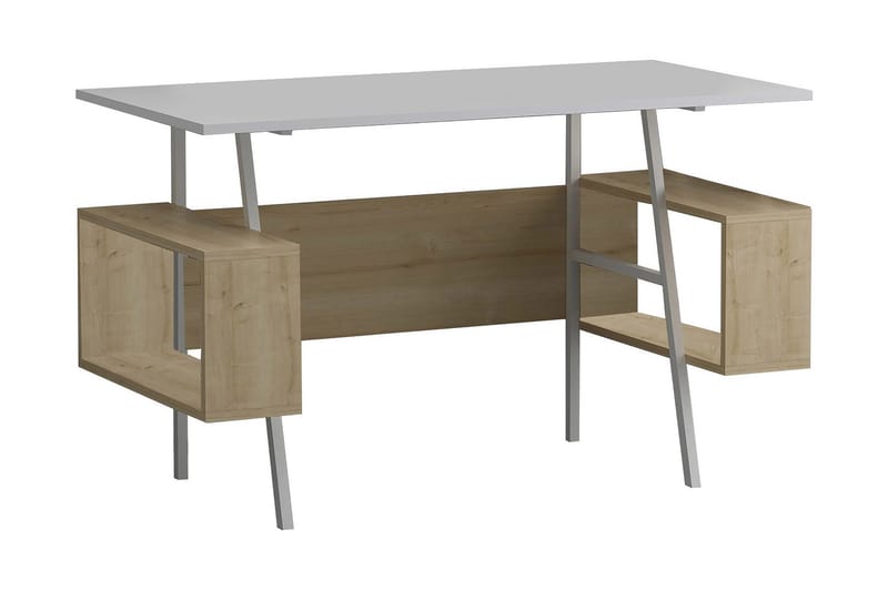 Bauksa Skrivebord 120x73,8x120 cm med oppbevaring - Hvit - Skrivebord