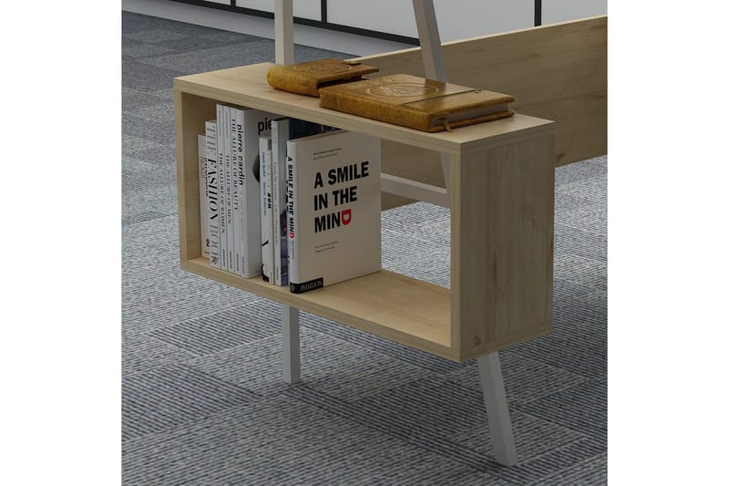 Bauksa Skrivebord 120x73,8x120 cm med oppbevaring - Hvit - Skrivebord