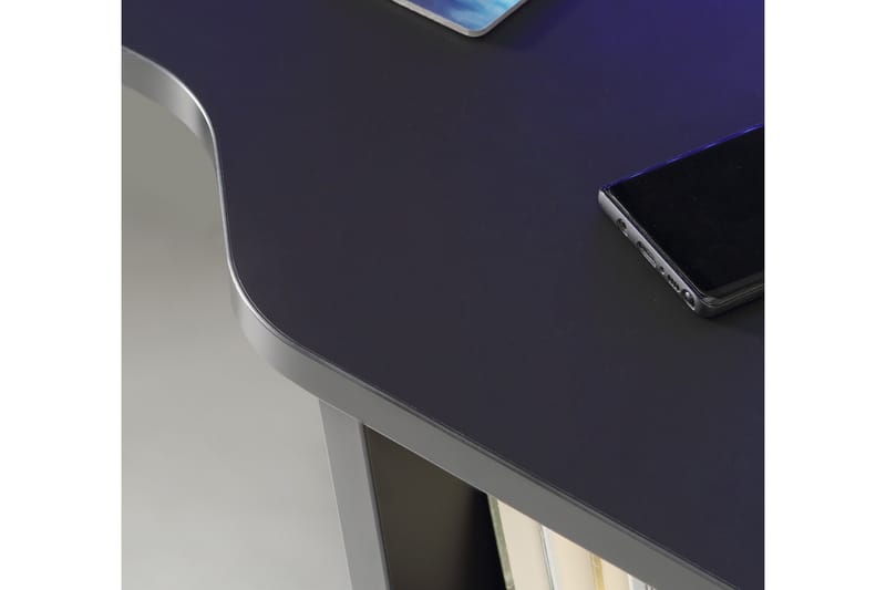Bays Gaming Skrivebord 160 cm med Oppbevaring 2 Hyller - Svart - Møbler - Bord - Kontorbord - Skrivebord