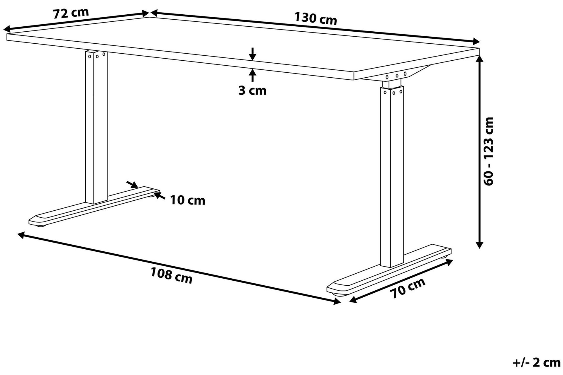 Belluton Skrivebord 130 cm Elektriskt Justerbart - Grå/Svart - Møbler - Bord - Kontorbord - Skrivebord - Hev og senkbart skrivebord
