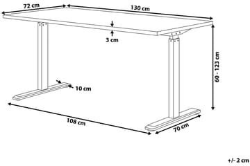 Belluton Skrivebord 130 cm Elektriskt Justerbart - Grå/Svart - Møbler - Bord - Kontorbord - Skrivebord - Hev og senkbart skrivebord