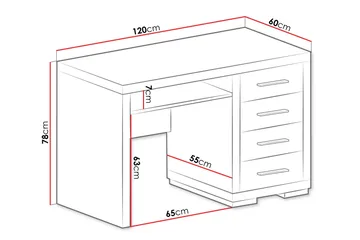 Benavila Skrivebord 120 cm med Oppbevaring 4 Skuffer - Beige/Grå - Møbler - Bord - Kontorbord - Skrivebord