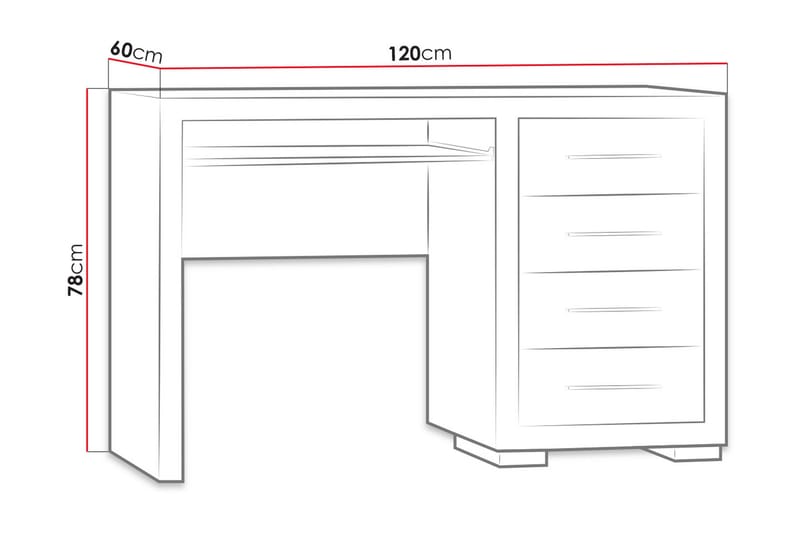 Benavila Skrivebord 120 cm med Oppbevaring 4 Skuffer - Eikfarge/Brun - Møbler - Bord - Kontorbord - Skrivebord
