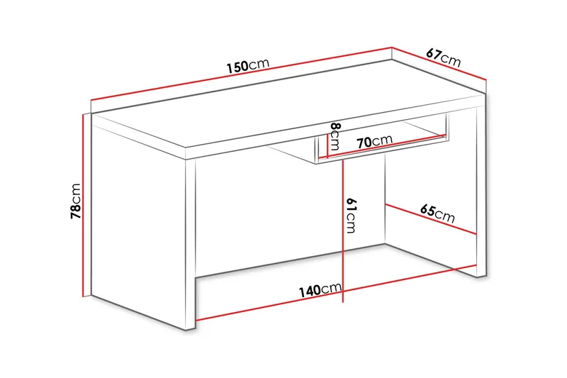 Benavila Skrivebord 150 cm - Hvit - Møbler - Bord - Kontorbord - Skrivebord
