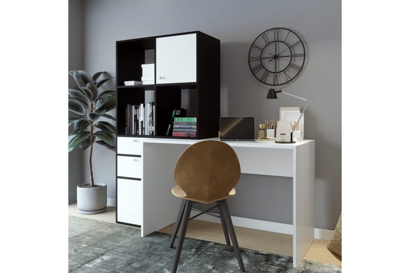 Bengul Skrivebord 164x160x164 cm med oppbevaring - Hvit - Møbler - Bord - Kontorbord - Skrivebord
