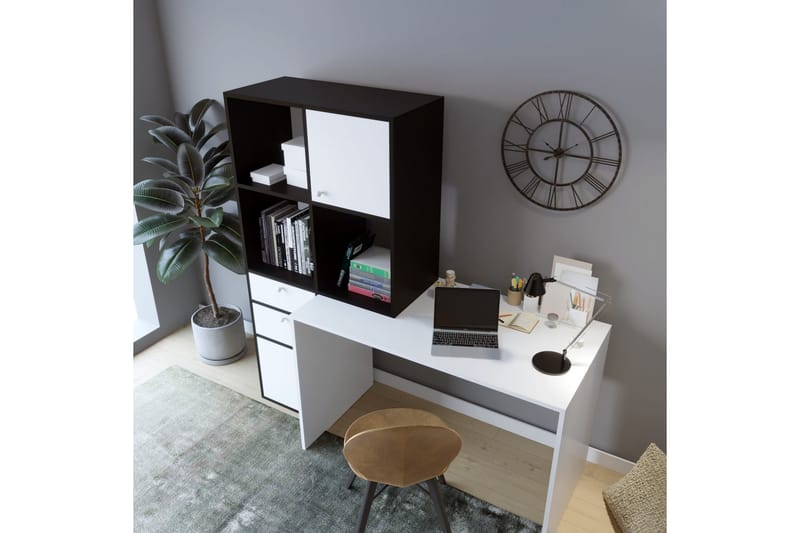 Bengul Skrivebord 164x160x164 cm med oppbevaring - Hvit - Skrivebord