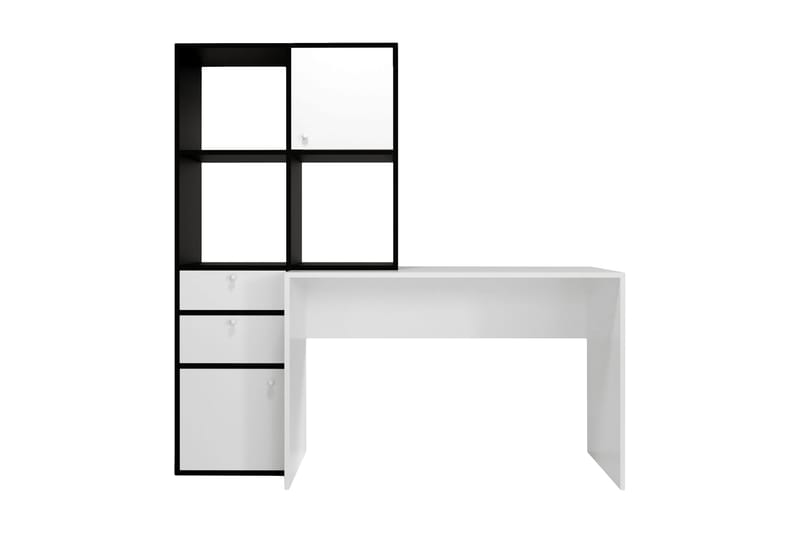 Bengul Skrivebord 164x160x164 cm med oppbevaring - Hvit - Skrivebord