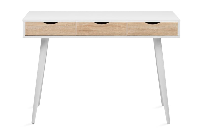 Bernard Skrivebord 110 cm med Oppbevaring 3 Skuffer, Hvit/Natur