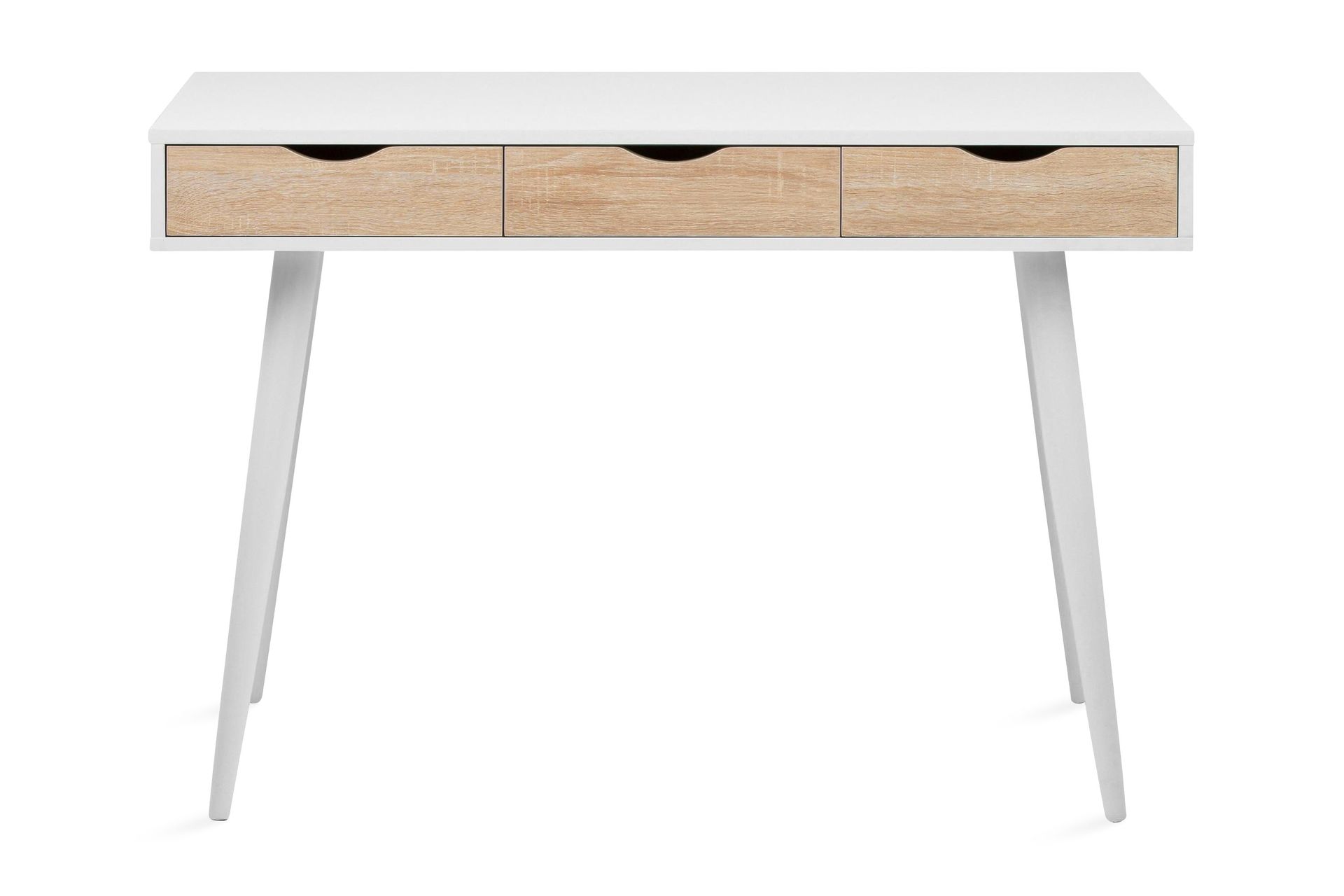 Bernard Skrivebord 110 cm med Oppbevaring 3 Skuffer - Hvit/Natur