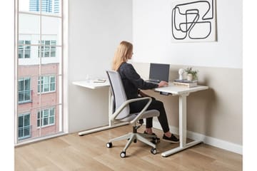 Bina L-formet Skrivebord 109x160 cm i Malt Tre - Hvit - Møbler - Bord - Kontorbord - Skrivebord - Hev og senkbart skrivebord