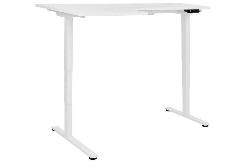 Bina L-formet Skrivebord 109x160 cm i Malt Tre - Hvit - Møbler - Bord - Kontorbord - Skrivebord - Hev og senkbart skrivebord